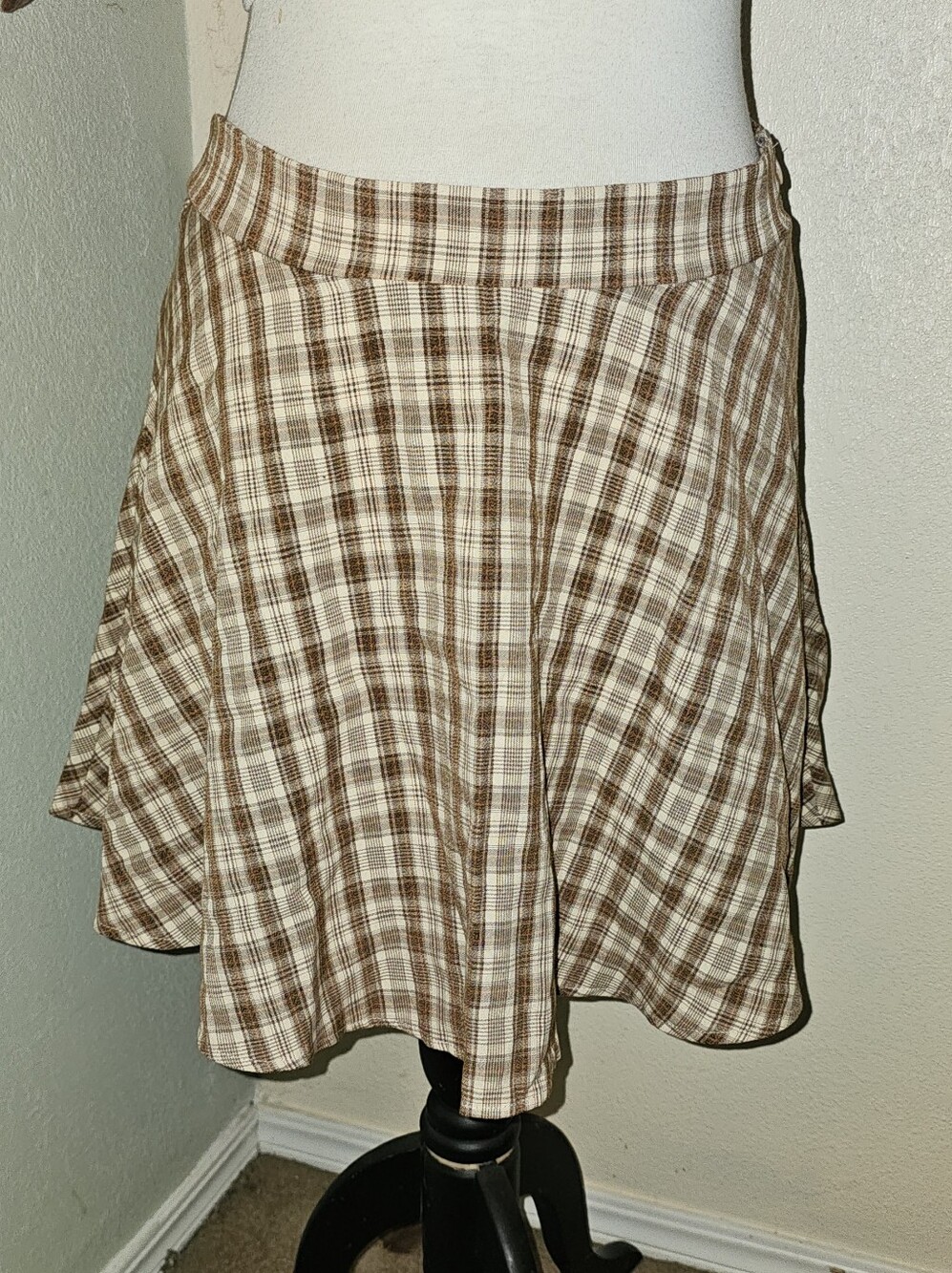 Brown Plaid A-Line Women's Skirt